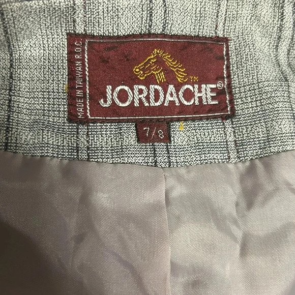 *Vintage* Jordache Plaid Blazer, Sz 7/8, Gray, Cropped Lined Jacket - Picture 7 of 8